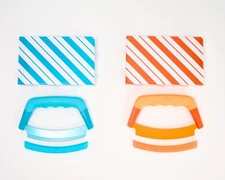 2 Kuhn Rikon Stainless Steel Straight Mezzaluna Knives K97710 BRIGHT TONES