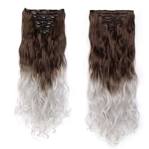 Fermaglio per capelli 100% naturale in extension capelli come umani veri spessi pezzi testa piena US - Foto 33 di 61