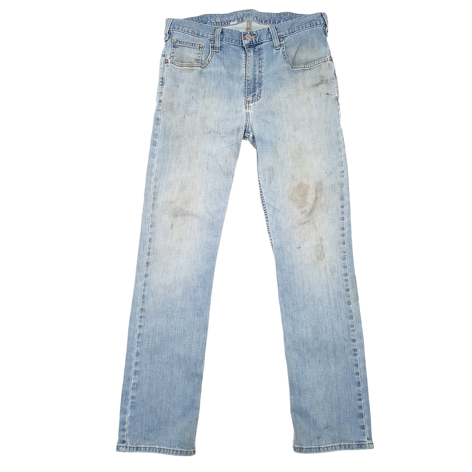 Mens CARHARTT Casual Regular Fit Blue Denim Relaxed Jeans Trousers W34 L31 image 2