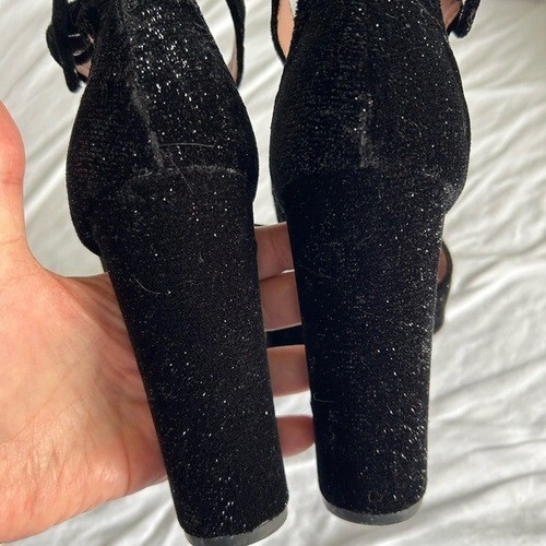 Chinese Laundry Riddle schwarze Samt Plateau Heels glitzernd top Gr. 8,5 - Bild 5 von 10