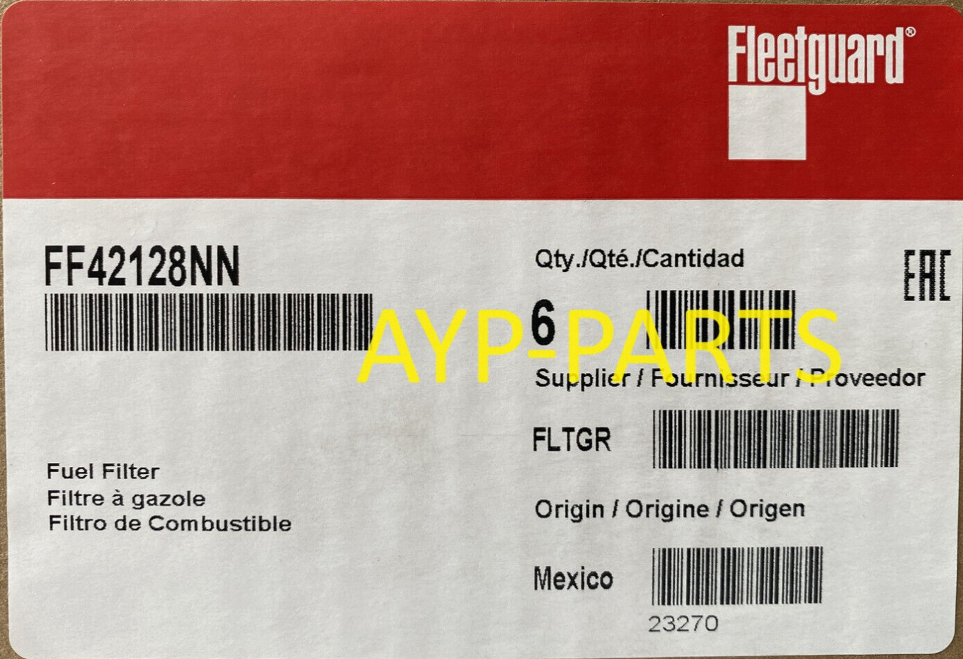 FF42128NN (CASE OF 6) FLEETGUARD FUEL FILTER BF46117 a288