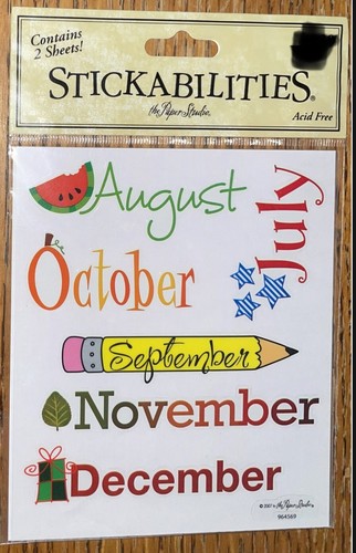 Stickabilities Months Jan Feb March April May June July Aug Sept Nov Dec 2 Sheet