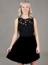 NEW Altar’d State Belle of the Ball Cocktail Little Black Dress Velvet Lace Sz S
