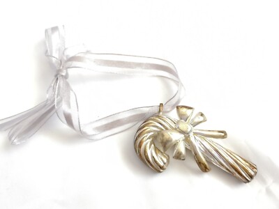 LINKS OF LONDON Silver Plated Candy Cane Christmas Tree Charm On Ribbon ORNAMENT