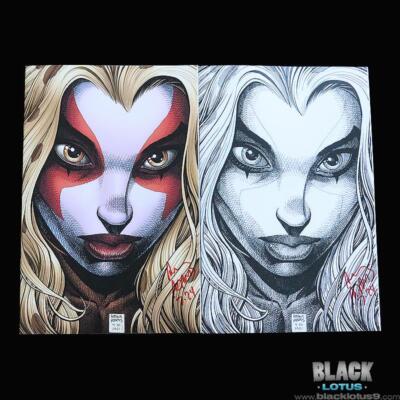 SDCC 2024 Arthur Adams Cheetara Thundercats Black White Face Set Dynamite SIGNED