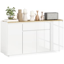 HOMCOM Credenza Cucina con Cassetto e 3 Armadietti con Ripiani Regolabili Bianco