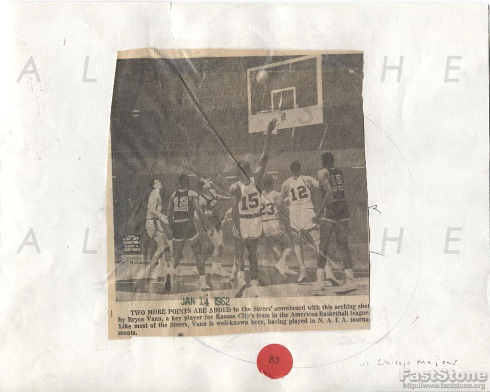 Foto original de baloncesto ABL Kansas City Steers Chicago Majors 1962 toma de acción Foto 2 de 2