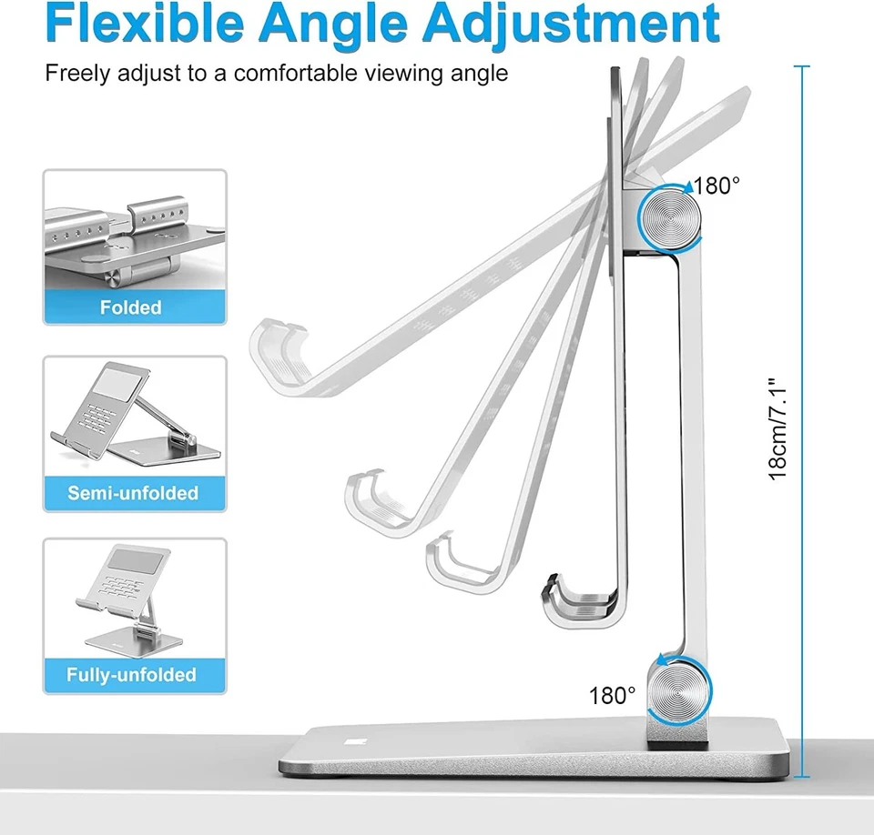 Tablet Stand Aluminum Adjustable Tablet Holder Foldable Desktop Stand iPad Mini - Image 4 of 4