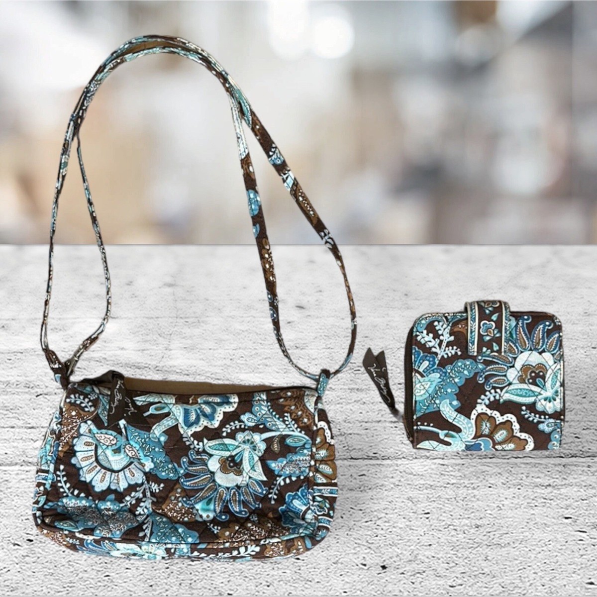 Vera Bradley Java Blue Brown Turquoise Retired Pattern Small 
