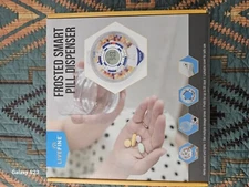 Frosted Smart Pill Dispenser. Lightly Used. Audible Alarms. Locking Top. Several