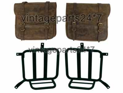 Royal Enfield Meteor 350cc Leder Satteltaschen Staubfarbe mit Befestigungspaar
