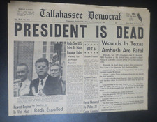 The Tallahassee Democrat PRESIDENT IS DEAD Nov 22 1963 Newspaper 7 pages