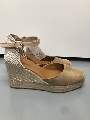 Marks Spencer Suede Closed Toe Wedge Espadrilles Shoes
