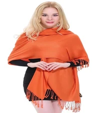 CJ Apparel Persimmon Orange Solid Color Shawl Seconds Scarf Stole Pashmina *NEW*