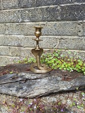 Vintag Brass Snake Candlestck Pocket Watch Holder. 7.5 Inch Tall