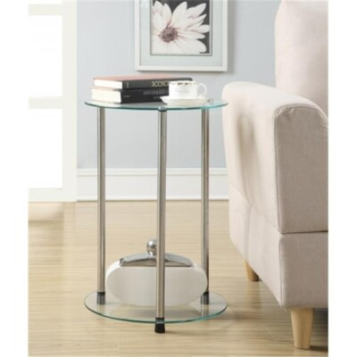 SHELF Yaojiang runder Beistelltisch aus Glas mit 2 Ebenen - Glasablage - R2-190 - Prod. 2025
