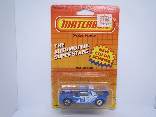 Matchbox Ford RS 200 1989 gloss black base Mint on US Card Vintage Superfast - Picture 1 of 14