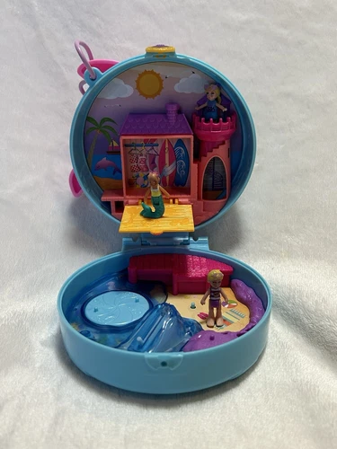 Polly Pocket Dolphin Beach Compact w/ 3 Doll Pieces Toy