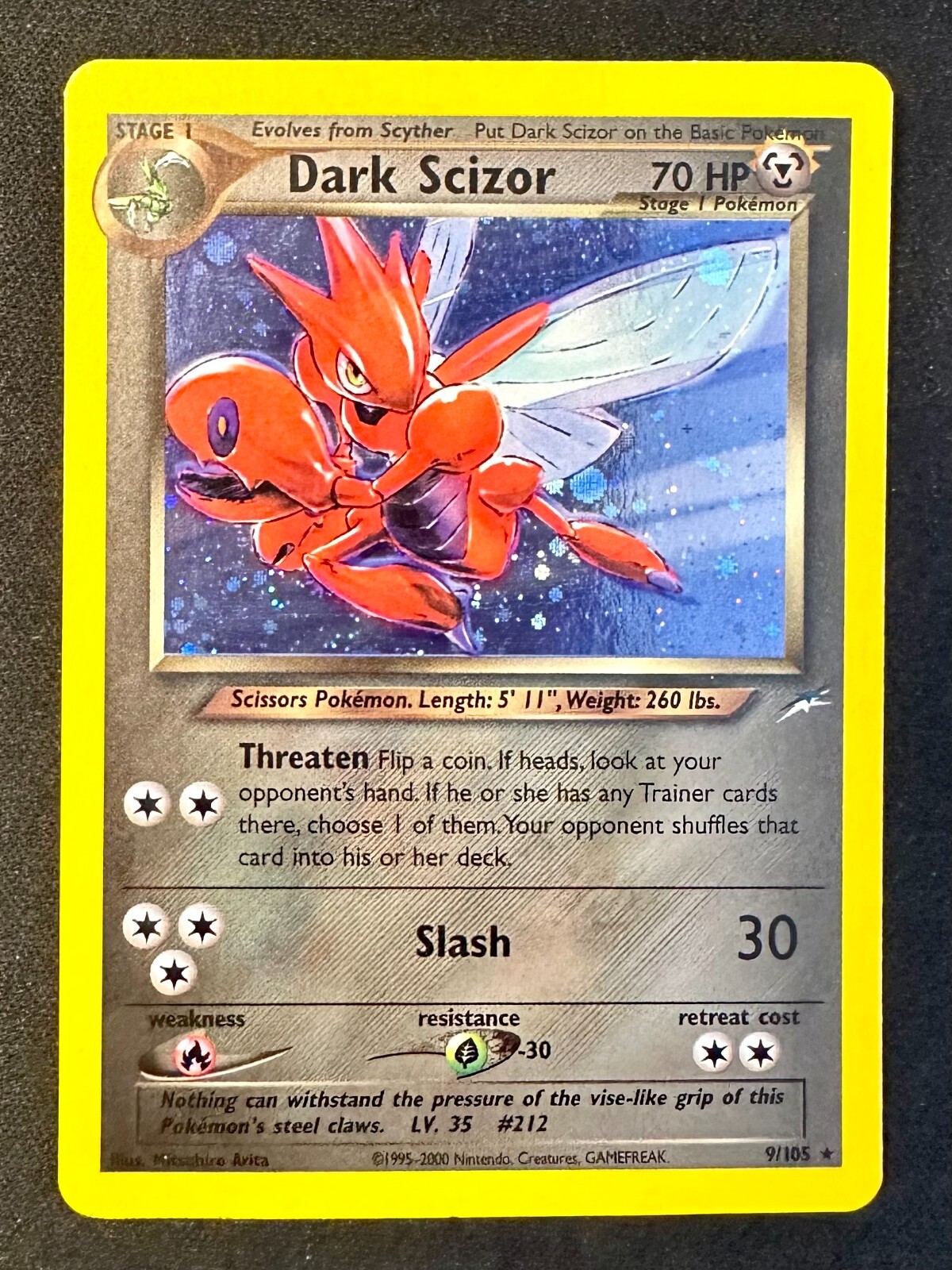 Dark Scizor 9/105 2002 Neo Destiny Pokemon Card Vintage WOTC Holo Rare - Mp