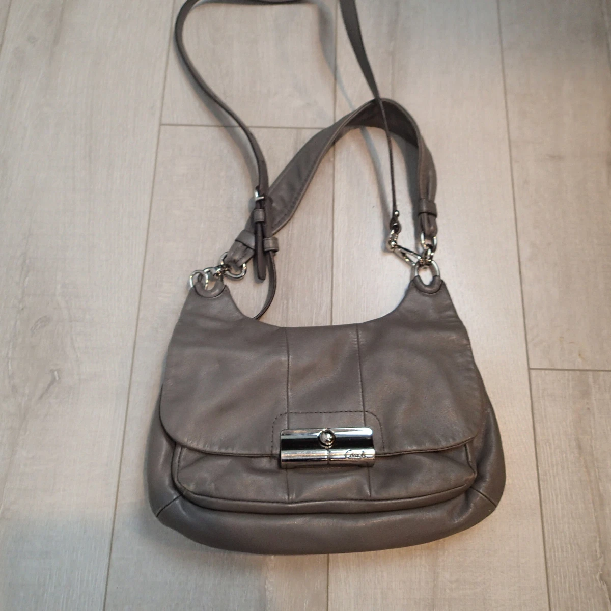 Coach Hobo Gray Leather Shoulder Bag