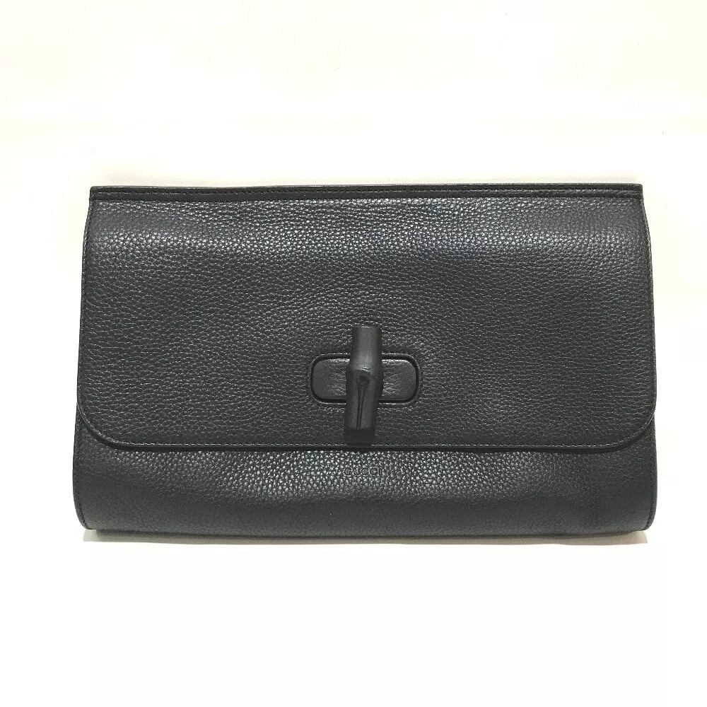 GUCCI Bamboo Clutch bag Black Bamboo x Leather 387220 | eBay