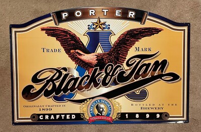 Budweiser Anheuser Busch Black & Tan Porter Beer Tin Sign Hard To Find