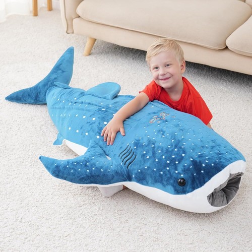 Whale Shark Plush Toy - Ultra-Soft Stuffed Animal Pillow Large Blue Shark Doll - Picture 21 of 27
