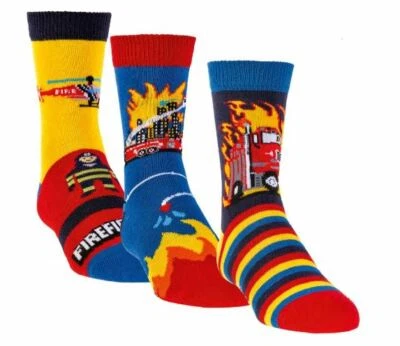 SOCKS 4 FUN 3 Paar ABS Socken,Stoppersocken für Kids,Gr.19/22 - Gr.35/38 "Feuerwehr"