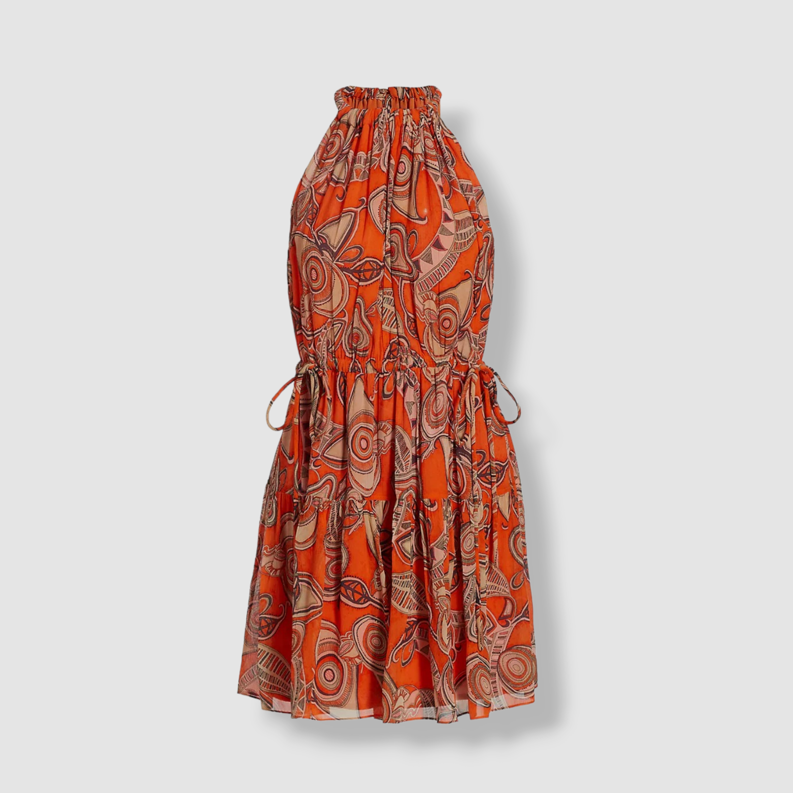 A.L.C. $495 A.L.C. Women's Orange Abstract-Print Drawstring Minidress