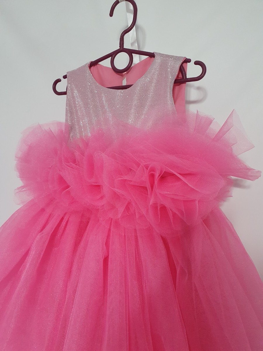 pink princess baptism dresses Handmade Pink Satin Princess Dress: Christening, Birthday, Easter