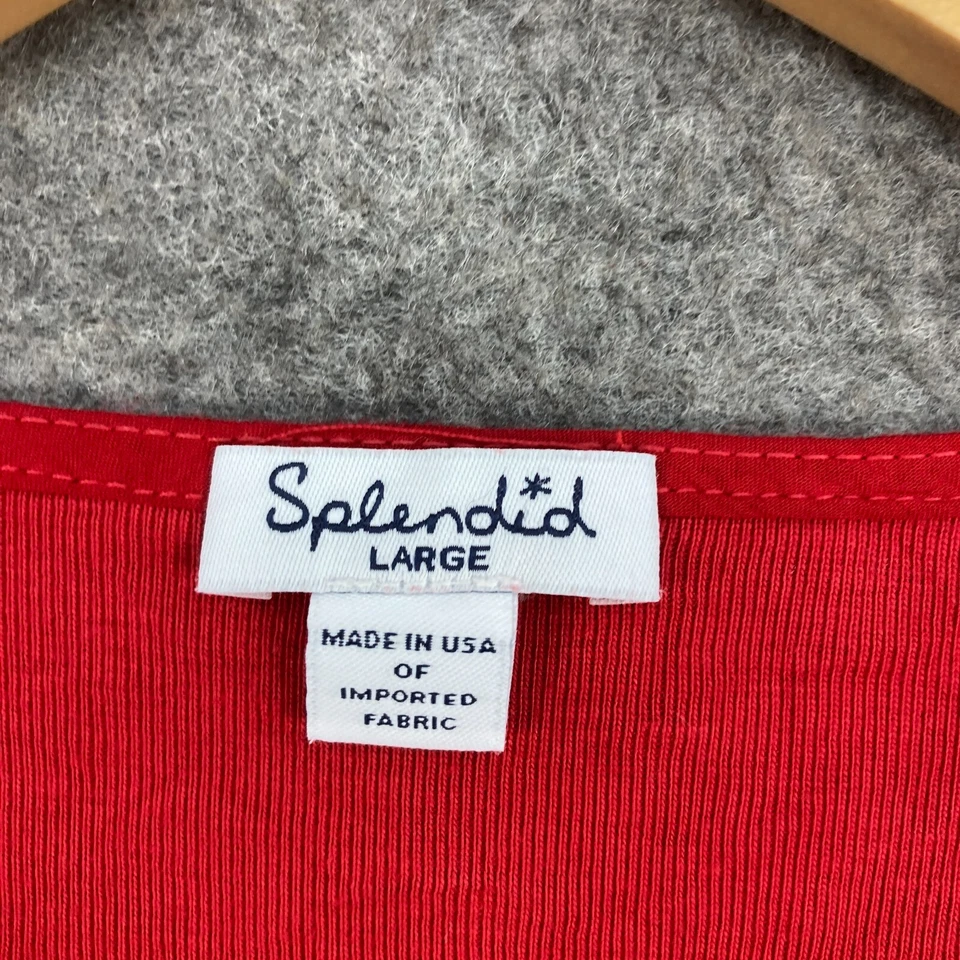 Blusa Espléndida Top Mujer L Grande Roja Manga Larga Cuello en V Tela Elástica 35618 Foto 4 de 4