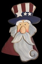 vintage Hand Painted wooden Uncle Sam Americana wall hanging Rustic