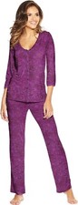 Maidenform Womens Lace Trim PJ Set, S, Purple Floral