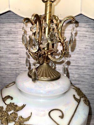 1972 Carl Falkenstein 3-Way White Opalecent Lamp Applied Bronze