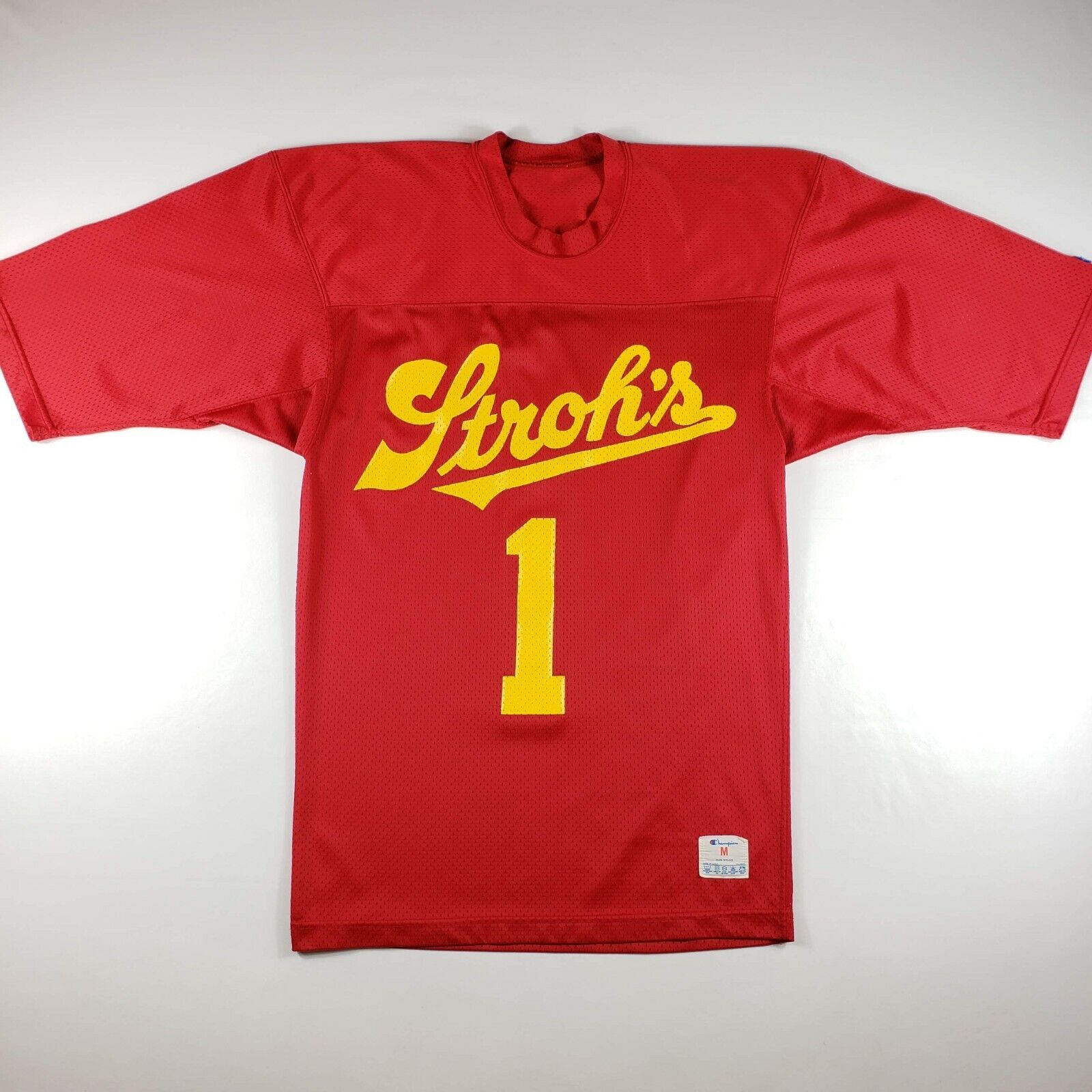 Vintage Stroh's Beer Champion Football 70% OFF Discount is also underway Outlet Yellow Red M Jersey Men's