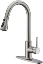 Kitchen Faucet Single Handle High Arc Brushed Nickel Pull Out Sprayer WeWe NIB