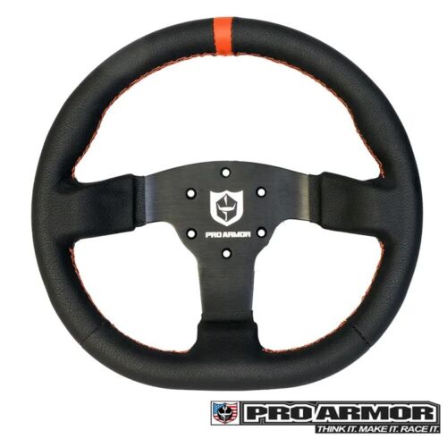 Pro Armor Steering Wheel Orange Stitch + Silver Hub Polaris RZR 8/9/1000 Can-Am - Picture 2 of 3