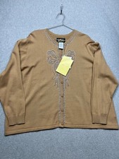 Bob Mackie Cardigan Botton Up Sweater Womens Plus 3X Wearable Art Chic 