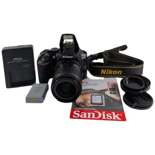 NIKON D3500 DSLR Digital Camera w 18-55mm VR 24.2MP / 128GB SD *LOW 8.9K CLICKS*