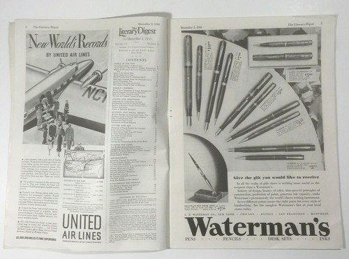 Literary Digest December 2 1933 Magazine Complete Waterman's Pen Advertisements - Picture 4 of 5