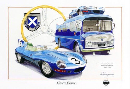DRUCK ECURIE SCHOTTLAND JAGUAR D TYP RON FLOCKHARD IVOR BUEB NINIAN SANDERSON - Bild 1 von 7