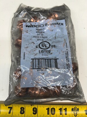 (Pack of 10) Nibco PC9606-LT 3/4'' Press Copper 45 Degree Elbows Brand New