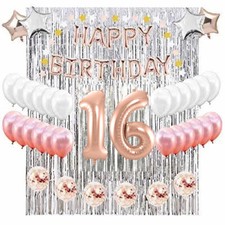 16th Birthday Complete Rose Gold  Silver Balloon Party Decoration Supplies