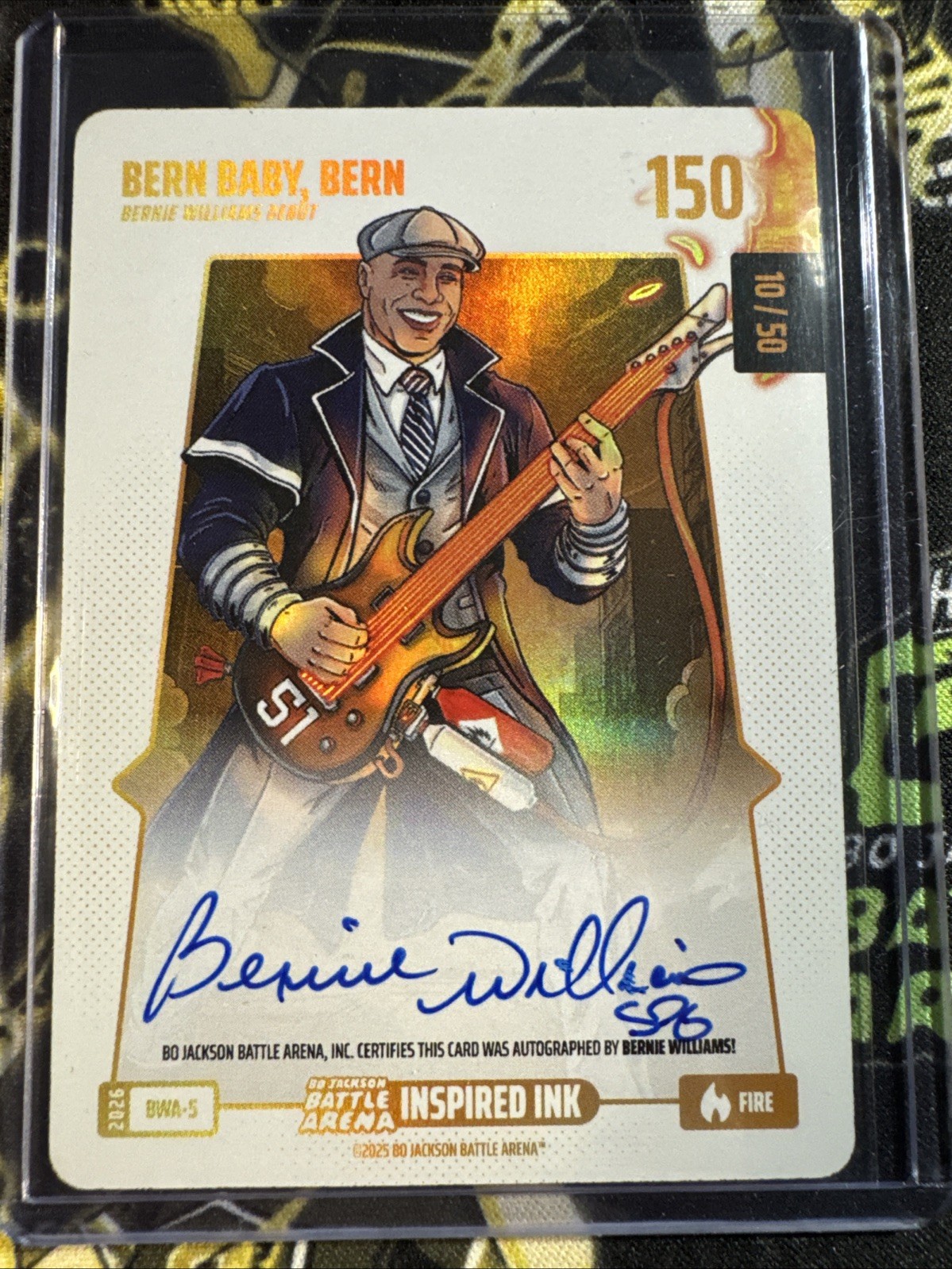Bo Jackson Battle Arena Bern Baby, Bern Fire Inspired Ink Auto Bernie Williams