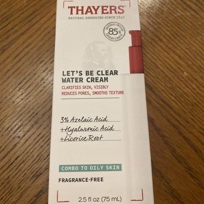 THAYERS Let's Be Clear Water Cream - Clarifies Skin -Combo To Oily Skin - 2.5 Oz