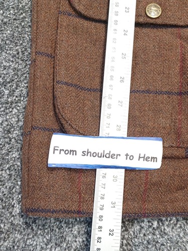 Hoggs of Fife Shooting Jacket Men Small Brown Check Tweed Wool Snap Zip Hunting - Picture 7 of 13