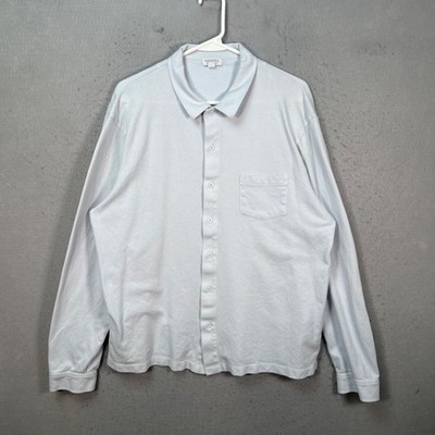 Sunspel Mens XL White Cotton Long Sleeve Button-Up Shirt Made In Portugal