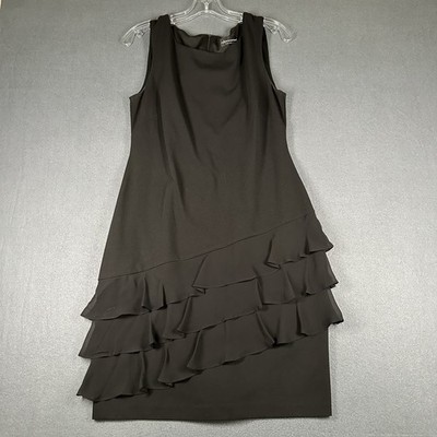 Connected Apparel Dress Womens 6 Black Sleeveless Ruffle Tiered Layer Cocktail