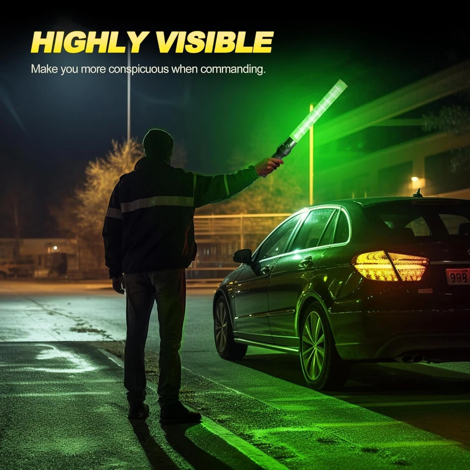 Traffic Wand LED Safety Baton for Traffic Control Parking Aircraft Green - Image 4 of 4