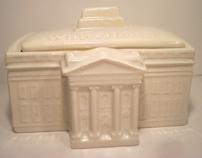 1981 Ceramic Jellybean White House Box & Lid Ronald Reagan Ego Enterprises VHTF